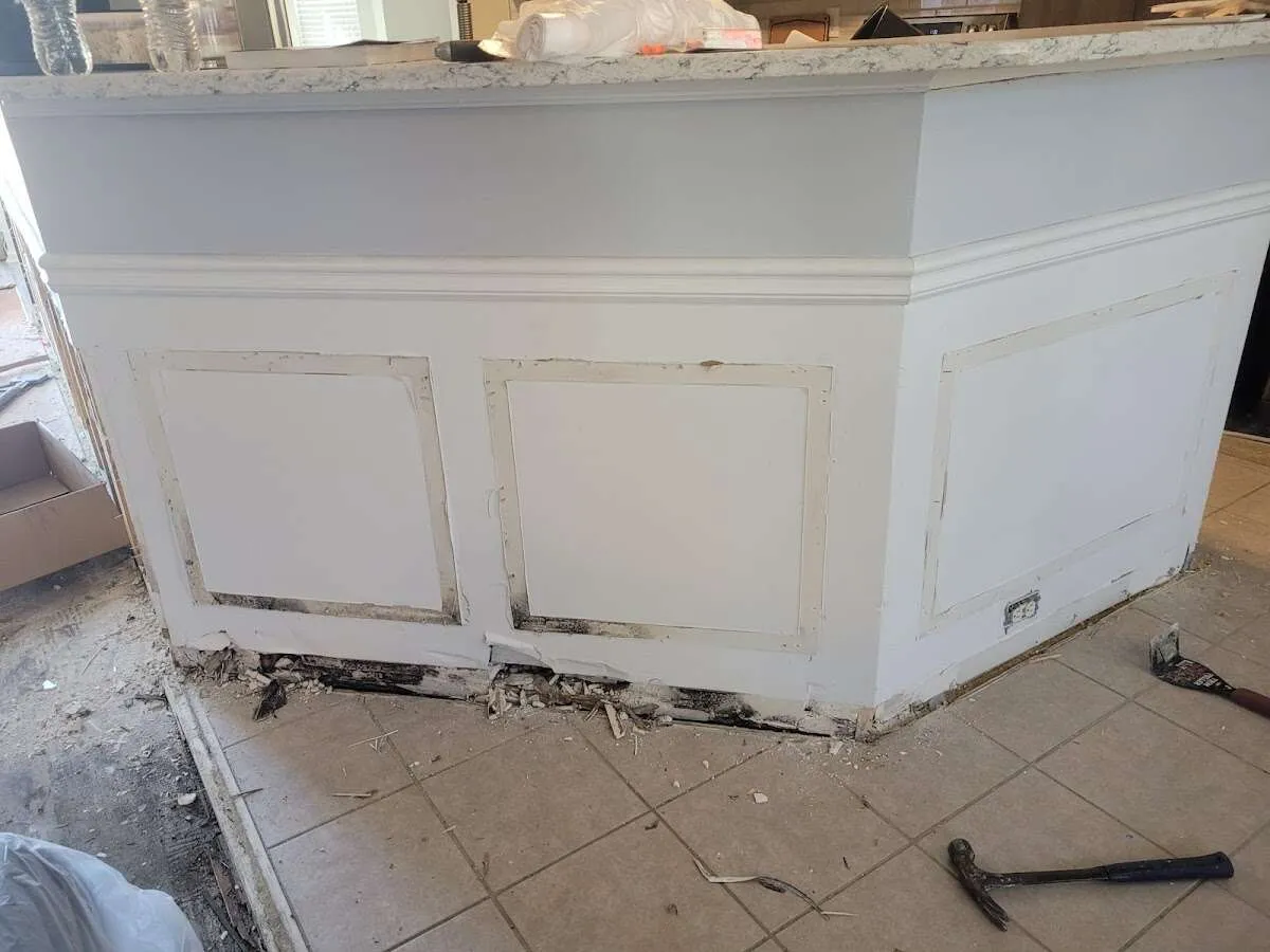 Water damage and mold on kitchen during Storm Damage Restoration in Roeland Park